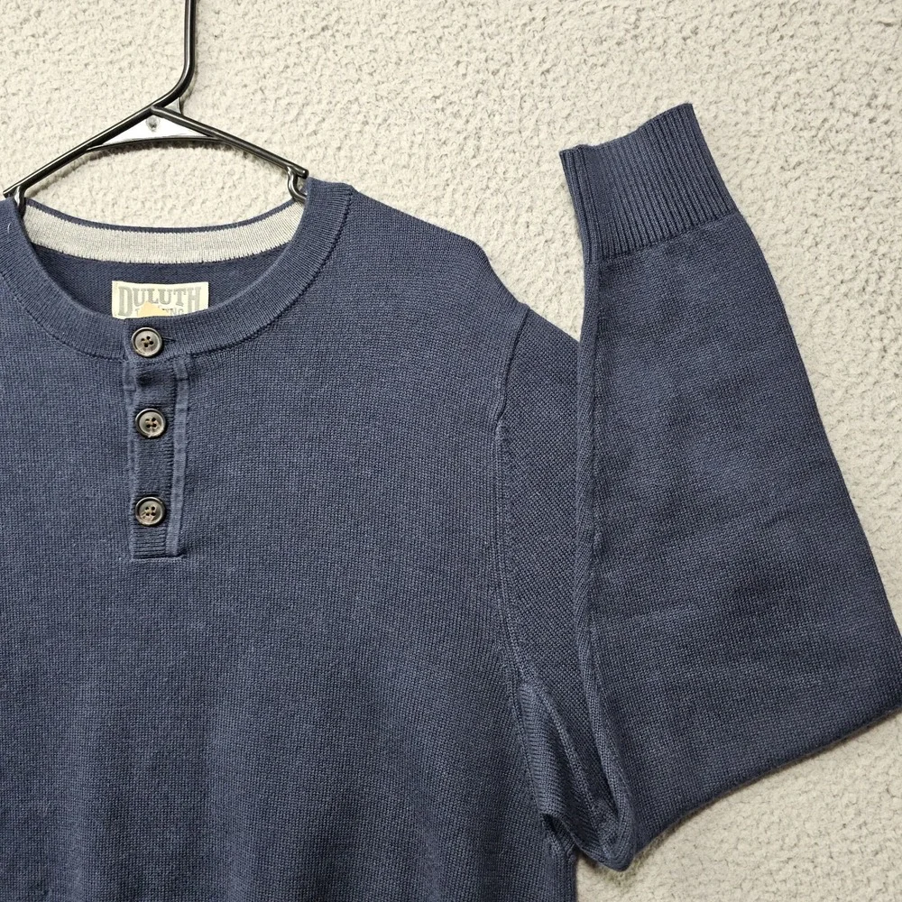 Duluth Sweater Mens Medium Navy Blue Strongarm Henley Long Sleeve Pullover